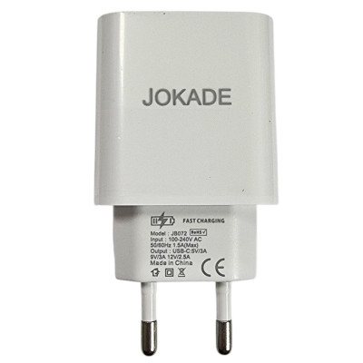 Мережевий зарядний пристрій Jokade JB072 LIUBO (PD30W / USB-C)- білий Мережевий зарядний пристрій Jokade JB072 LIUBO (PD30W / USB-C)- білий