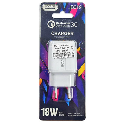 Мережевий зарядний пристрій Jokade JB019 HUITU QC3.0 18W- білий