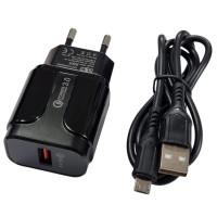 Мережевий зарядний пристрій Jokade JB020 HAOQIANG (QC3.0 18W)+ USB кабель Micro- чорний Мережевий зарядний пристрій Jokade JB020 HAOQIANG (QC3.0 18W)+ USB кабель Micro- чорний