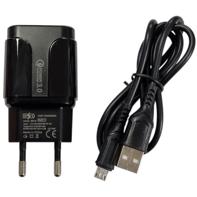 Мережевий зарядний пристрій Jokade JB020 HAOQIANG (QC3.0 18W)+ USB кабель Micro- чорний