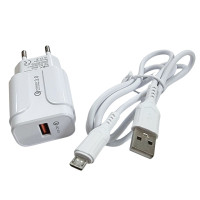 Мережевий зарядний пристрій Jokade JB020 HAOQIANG (QC3.0 18W)+ USB кабель Micro- білий Мережевий зарядний пристрій Jokade JB020 HAOQIANG (QC3.0 18W)+ USB кабель Micro- білий