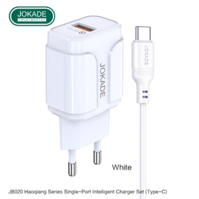 Мережевий зарядний пристрій Jokade JB020 HAOQIANG (QC3.0 18W)+ USB кабель Type-C- білий