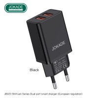 Мережевий зарядний пристрій Jokade JB023 Shiyuan (3A / 2USB-A)- чорний Мережевий зарядний пристрій Jokade JB023 Shiyuan (3A / 2USB-A)- чорний