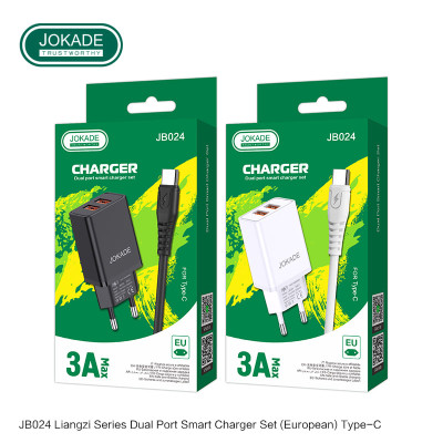 Мережевий зарядний пристрій Jokade JB024 Liangzi (3A / 2USB-A)+ USB кабель Type-C- білий