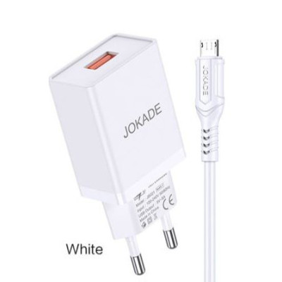 Мережевий зарядний пристрій Jokade JB048 MIGAO (3A / USB-A)+ USB кабель Micro- білий