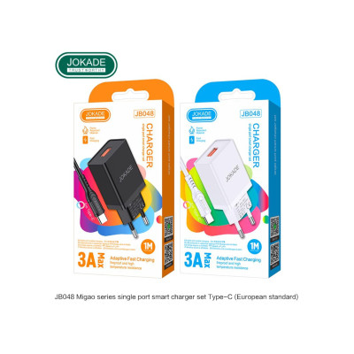 Мережевий зарядний пристрій Jokade JB048 MIGAO (3A / USB-A)+ USB кабель Type-C- чорний