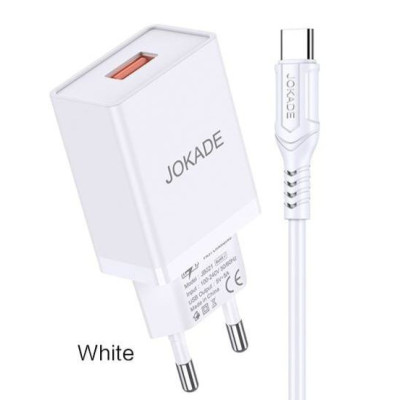 Мережевий зарядний пристрій Jokade JB048 MIGAO (3A / USB-A)+ USB кабель Type-C- білий Мережевий зарядний пристрій Jokade JB048 MIGAO (3A / USB-A)+ USB кабель Type-C- білий