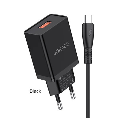 Мережевий зарядний пристрій Jokade JB022 CHANGYU (5A / USB-A)+ USB кабель Type-C- чорний Мережевий зарядний пристрій Jokade JB022 CHANGYU (5A / USB-A)+ USB кабель Type-C- чорний