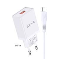 Мережевий зарядний пристрій Jokade JB022 CHANGYU (5A / USB-A)+ USB кабель Type-C- білий Мережевий зарядний пристрій Jokade JB022 CHANGYU (5A / USB-A)+ USB кабель Type-C- білий