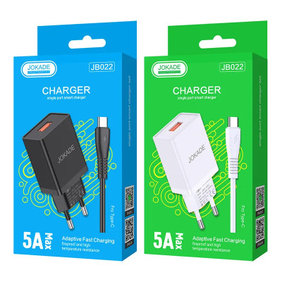 Мережевий зарядний пристрій Jokade JB022 CHANGYU (5A / USB-A)+ USB кабель Type-C- білий