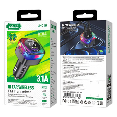 FM модулятор (трансмітер) Jokade JH019 CAIYUE 3.1A BT5.3 LED
