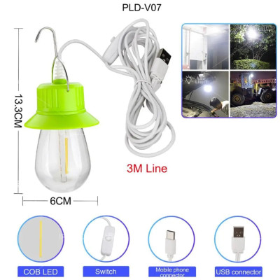 Лампочка LED V07-COB, кабель 3 м, крюк, питание от USB/Type-C Лампочка LED V07-COB, кабель 3 м, крюк, питание от USB/Type-C