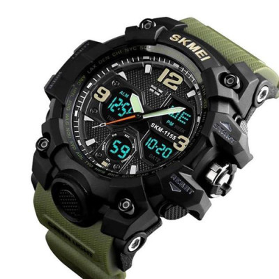 Годинник наручний 1155BAG SKMEI Paracord, Army green, компас, термометр, свисток, кресало