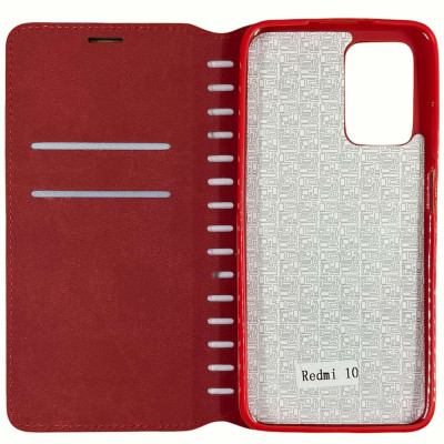 Чохол-книжка Leather Folio для Xiaomi Redmi 10- червоний