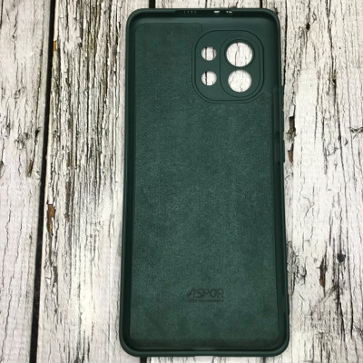 Накладка (з мікрофіброю) Aspor Silicone Full для Xiaomi Mi 11- зелений