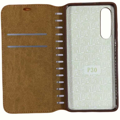 Чохол-книжка Leather Folio для Huawei P30- коричневий
