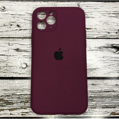 Накладка (з мікрофіброю) Silicon Case Full Camera для iPhone 11 Pro- №13 бордовий