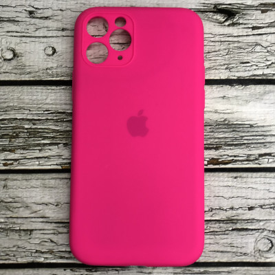 Накладка (з мікрофіброю) Silicon Case Full Camera для iPhone 11 Pro- №29 малиновий