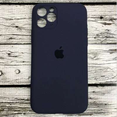 Накладка (з мікрофіброю) Silicon Case Full Camera для iPhone 11 Pro Max- №12 темно- синій