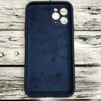 Накладка (з мікрофіброю) Silicon Case Full Camera для iPhone 11 Pro Max- №12 темно- синій