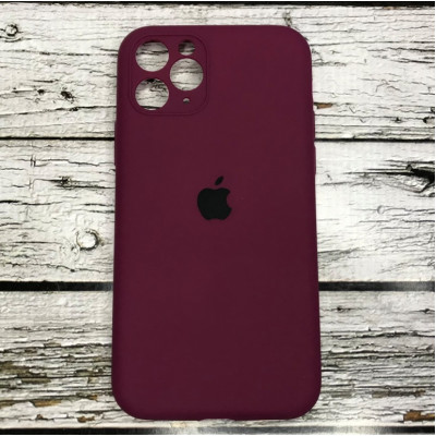 Накладка (з мікрофіброю) Silicon Case Full Camera для iPhone 11 Pro Max- №13 бордовий