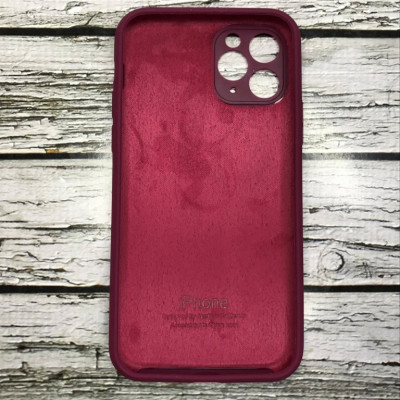 Накладка (з мікрофіброю) Silicon Case Full Camera для iPhone 11 Pro Max- №13 бордовий