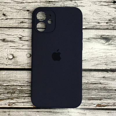 Накладка (з мікрофіброю) Silicon Case Full Camera для iPhone 12 mini (5.4)- темно- синій