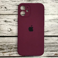 Накладка (з мікрофіброю) Silicon Case Full Camera для iPhone 12 mini (5.4)- бордовий