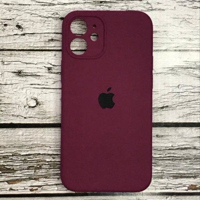 Накладка (з мікрофіброю) Silicon Case Full Camera для iPhone 12 mini (5.4)- бордовий