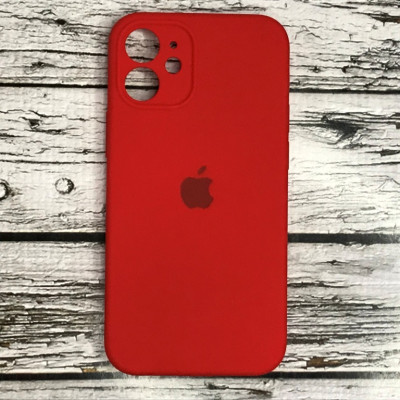 Накладка (з мікрофіброю) Silicon Case Full Camera для iPhone 12 mini (5.4)- червоний