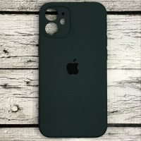 Накладка (з мікрофіброю) Silicon Case Full Camera для iPhone 12 mini (5.4)- темно- зелений