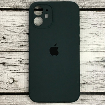 Накладка (з мікрофіброю) Silicon Case Full Camera для iPhone 12 mini (5.4)- темно- зелений