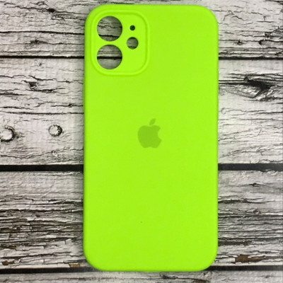 Накладка (з мікрофіброю) Silicon Case Full Camera для iPhone 12 mini (5.4)- салатовий