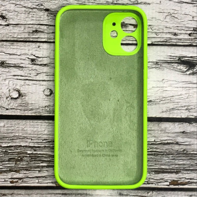 Накладка (з мікрофіброю) Silicon Case Full Camera для iPhone 12 mini (5.4)- салатовий