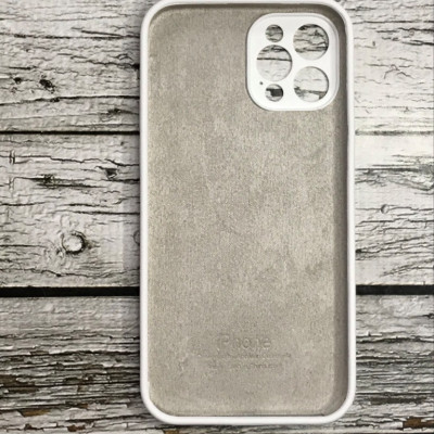 Накладка (з мікрофіброю) Silicon Case Full Camera для iPhone 12 Pro (6.1)- білий