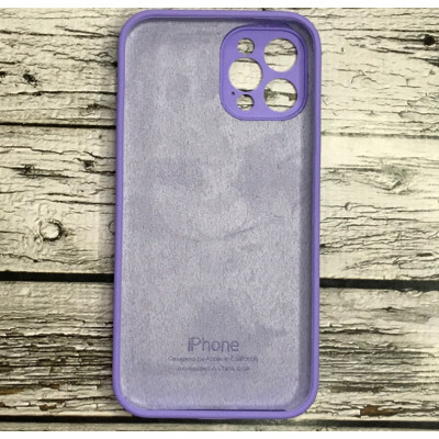 Накладка (з мікрофіброю) Silicon Case Full Camera для iPhone 12 Pro (6.1)- бузковий
