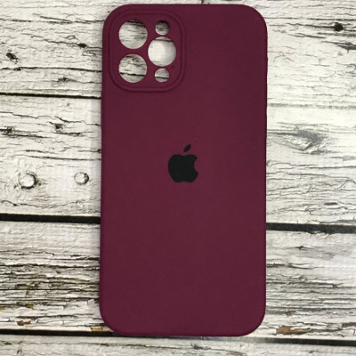 Накладка (з мікрофіброю) Silicon Case Full Camera для iPhone 12 Pro (6.1)- марсала