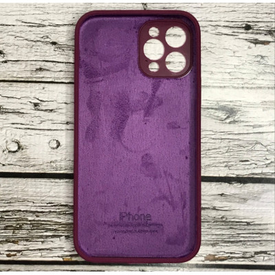 Накладка (з мікрофіброю) Silicon Case Full Camera для iPhone 12 Pro (6.1)- марсала