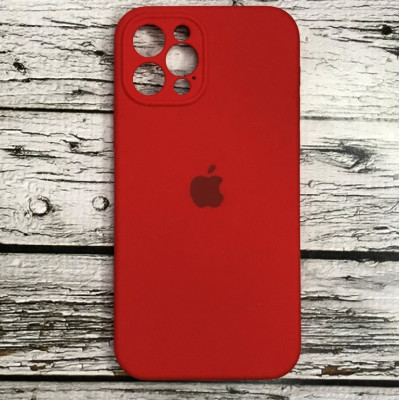 Накладка (з мікрофіброю) Silicon Case Full Camera для iPhone 12 Pro (6.1)- червоний
