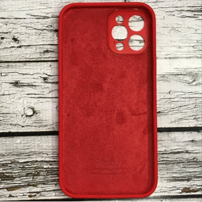 Накладка (з мікрофіброю) Silicon Case Full Camera для iPhone 12 Pro (6.1)- червоний