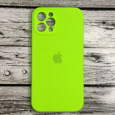 Накладка (з мікрофіброю) Silicon Case Full Camera для iPhone 12 Pro (6.1)- салатовий