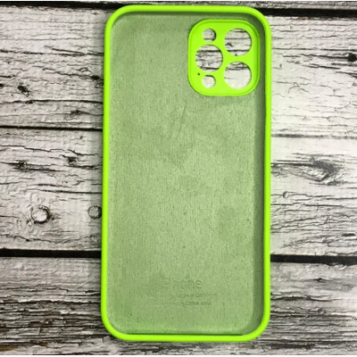 Накладка (з мікрофіброю) Silicon Case Full Camera для iPhone 12 Pro (6.1)- салатовий