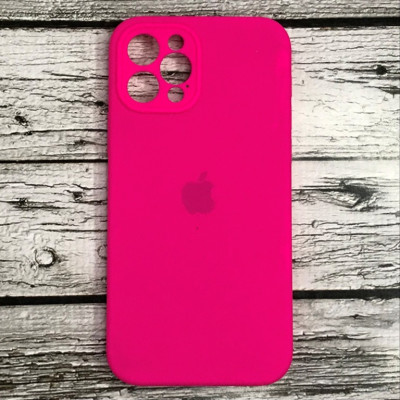 Накладка (з мікрофіброю) Silicon Case Full Camera для iPhone 12 Pro (6.1)- малиновий