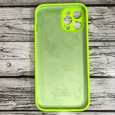 Накладка (з мікрофіброю) Silicon Case Full Camera для iPhone 12 Pro Max 6.7- №23 салатовий
