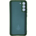 Накладка (з мікрофіброю) Silicone Cover Lakshmi Full Camera для Samsung S22 Plus- темно-зелений