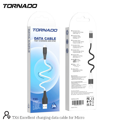 USB кабель Tornado TX6 Micro (3,0A/1м)- білий USB кабель Tornado TX6 Micro (3,0A/1м)- білий