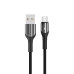 USB кабель Aspor AC-08 Micro Nylon/LED 3A/1.0м- чорний