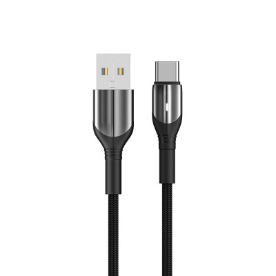 USB кабель Aspor AC-10 Type-C Nylon/LED 3A/1.0м- чорний USB кабель Aspor AC-10 Type-C Nylon/LED 3A/1.0м- чорний