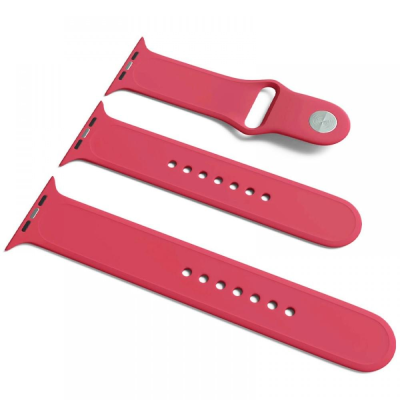 Ремінець силіконовий для Apple Watch Sport Band 42(ser.1-3)/44/45/46/49mm (S/M and M/L) 3pcs- гранатовий