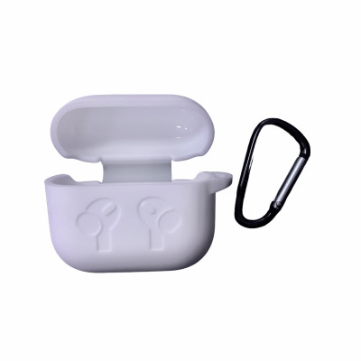 Чохол силіконовий для AirPods 3 з карабіном- білий
